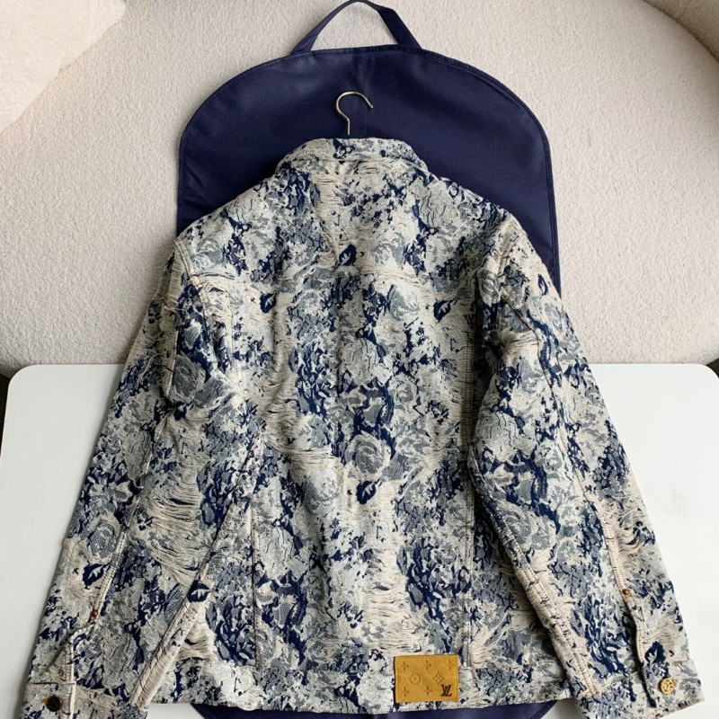 L0*is V*t0n Classic Logo printed all over patchwork denim jacket