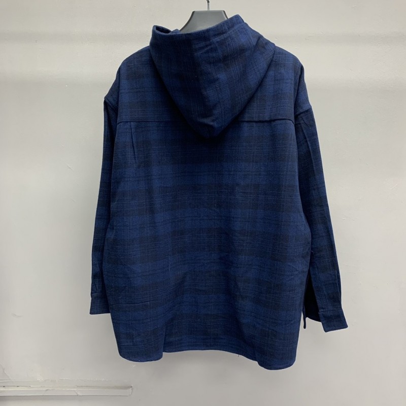 Ba*len*cia*ga plaid shirt hooded jacket