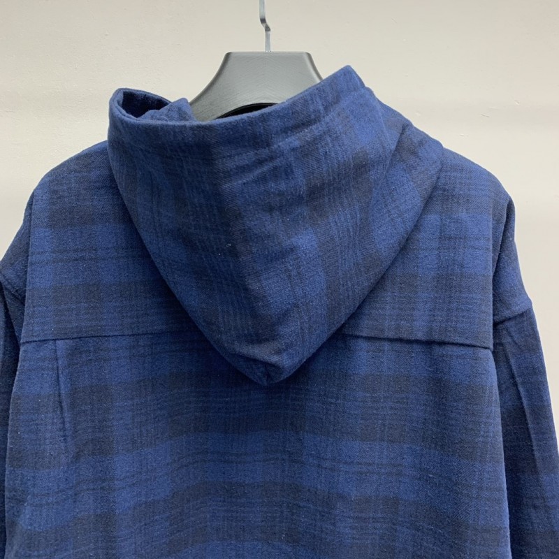 Ba*len*cia*ga plaid shirt hooded jacket