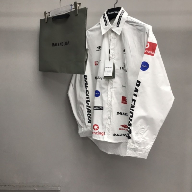 Ba*len*cia*ga LOGO LOGO racing style long sleeve shirt