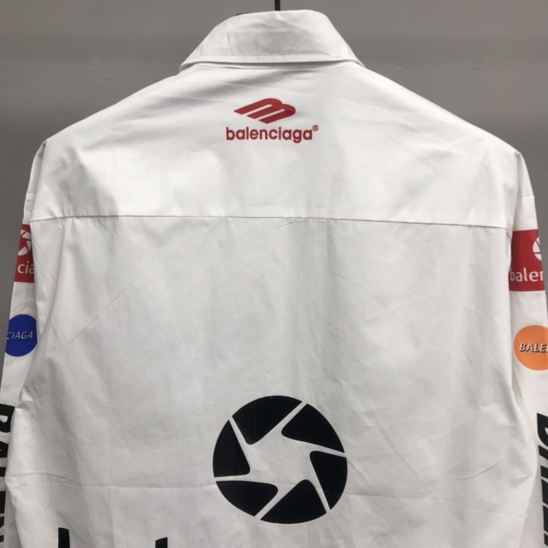 Ba*len*cia*ga LOGO LOGO racing style long sleeve shirt