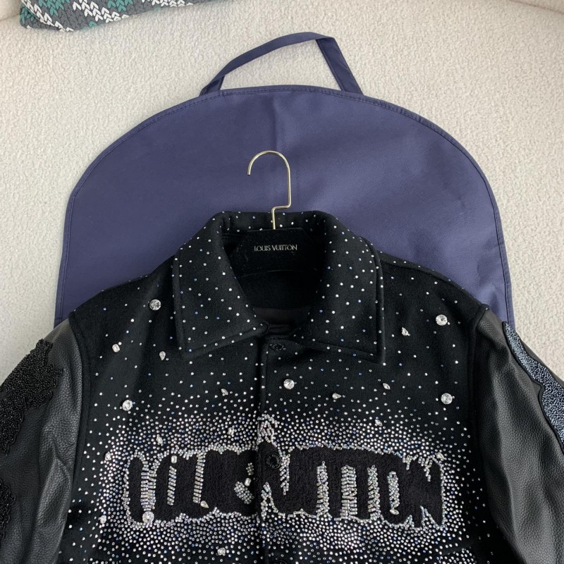 L0*is V*t0n FW23 lettered beaded embroidered leather jacket