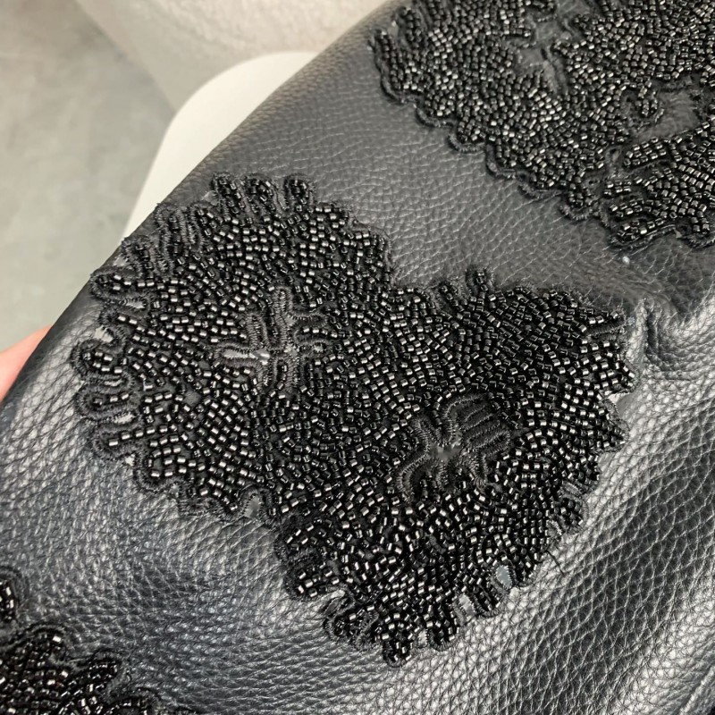 L0*is V*t0n FW23 lettered beaded embroidered leather jacket