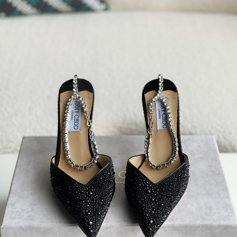 Ji*y Ch*Saeda 100 Lady Crystal Chain Heels JC