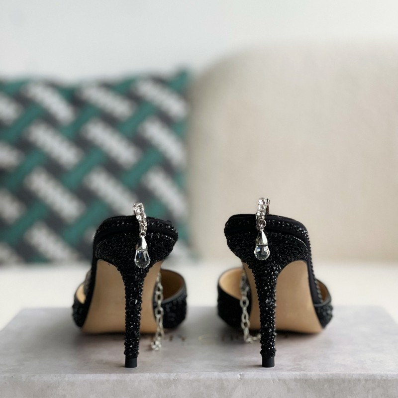 Ji*y Ch*Saeda 100 Lady Crystal Chain Heels JC