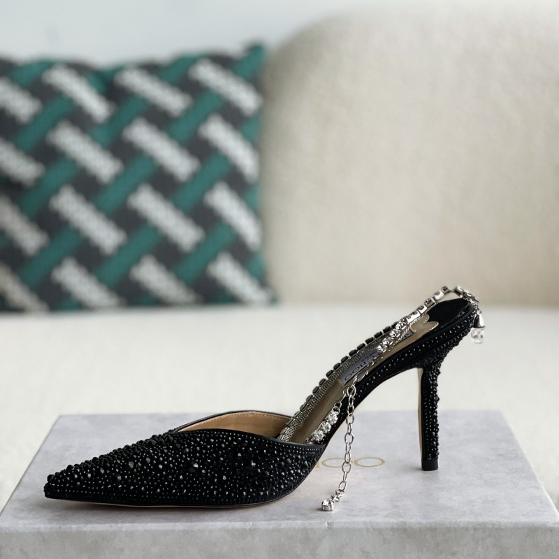 Ji*y Ch*Saeda 100 Lady Crystal Chain Heels JC