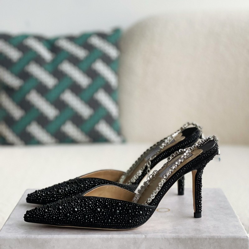 Ji*y Ch*Saeda 100 Lady Crystal Chain Heels JC