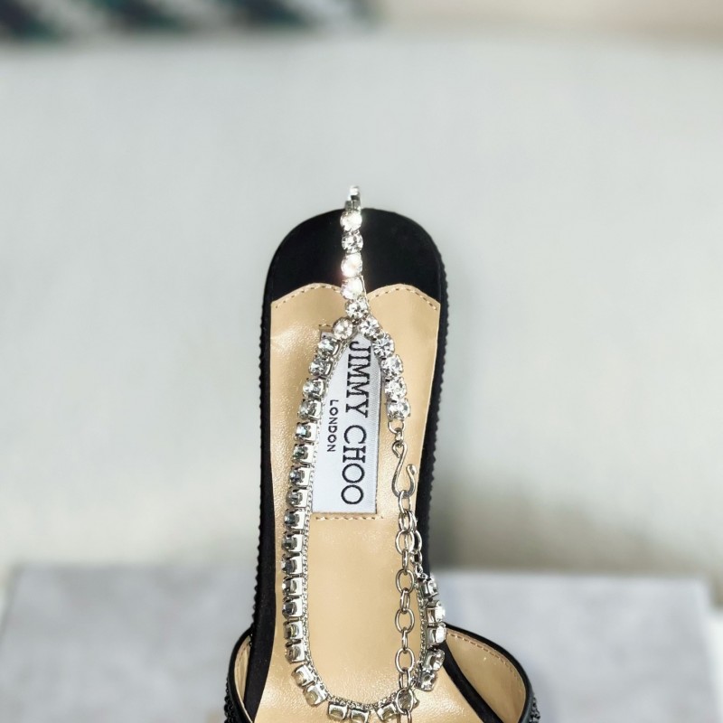 Ji*y Ch*Saeda 100 Lady Crystal Chain Heels JC