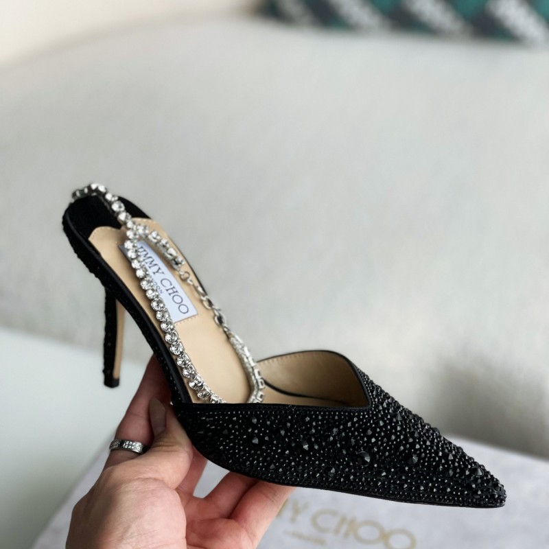 Ji*y Ch*Saeda 100 Lady Crystal Chain Heels JC