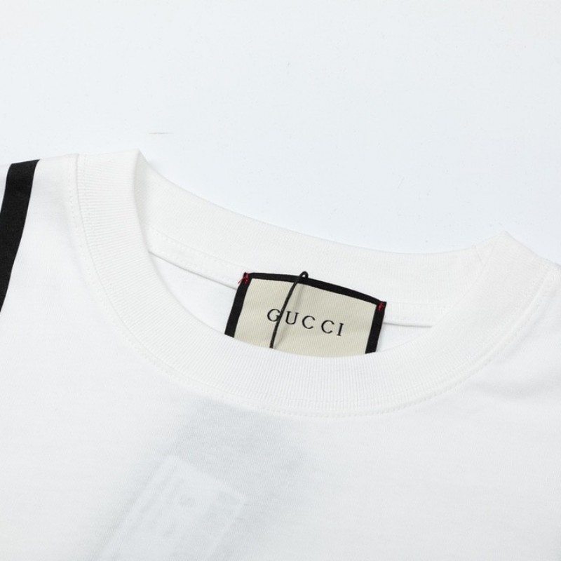 G*u*i 23SS double G vertical stripe foam printed t-shirt