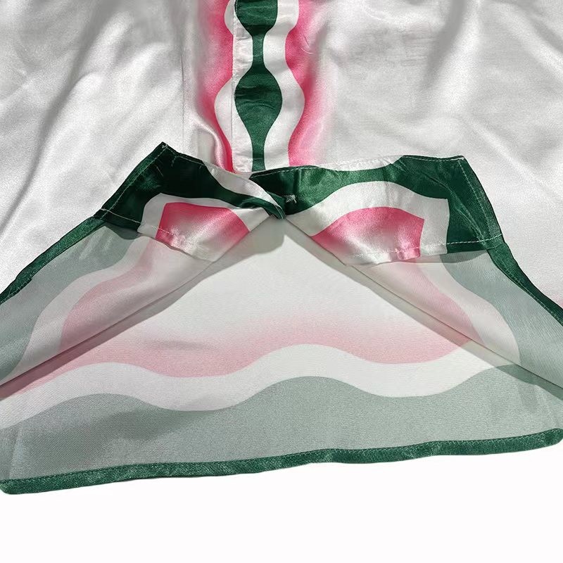 Casablanca SS22 spring and summer, pink and green wavy print color bump short-sleeved shirt