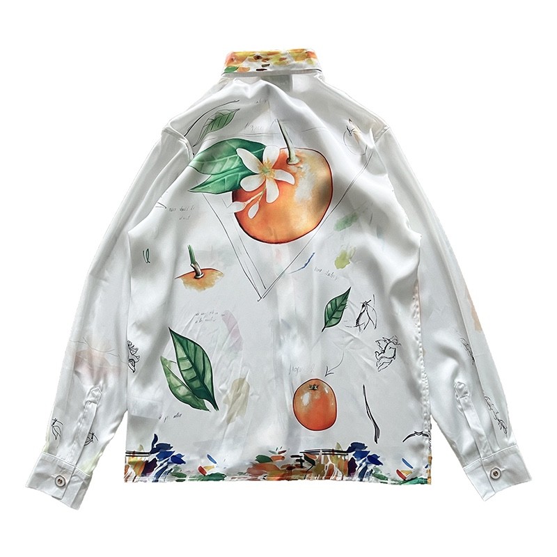 Casablanca Dotted orange silk blouse with loose, thin sleeves