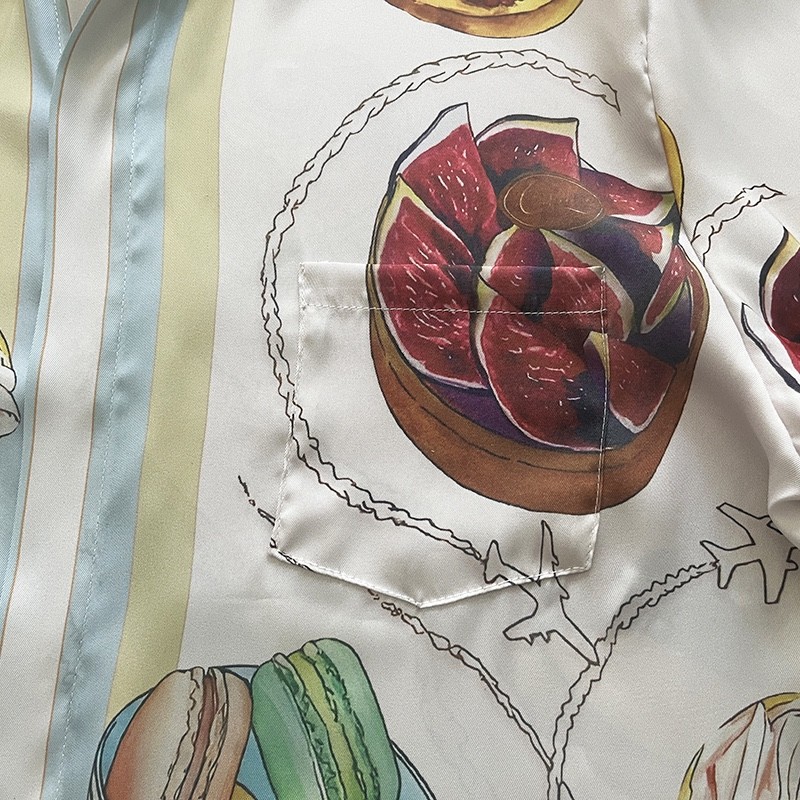 Casablanca 23 gourmet cake travel pattern blue twill silk shirt