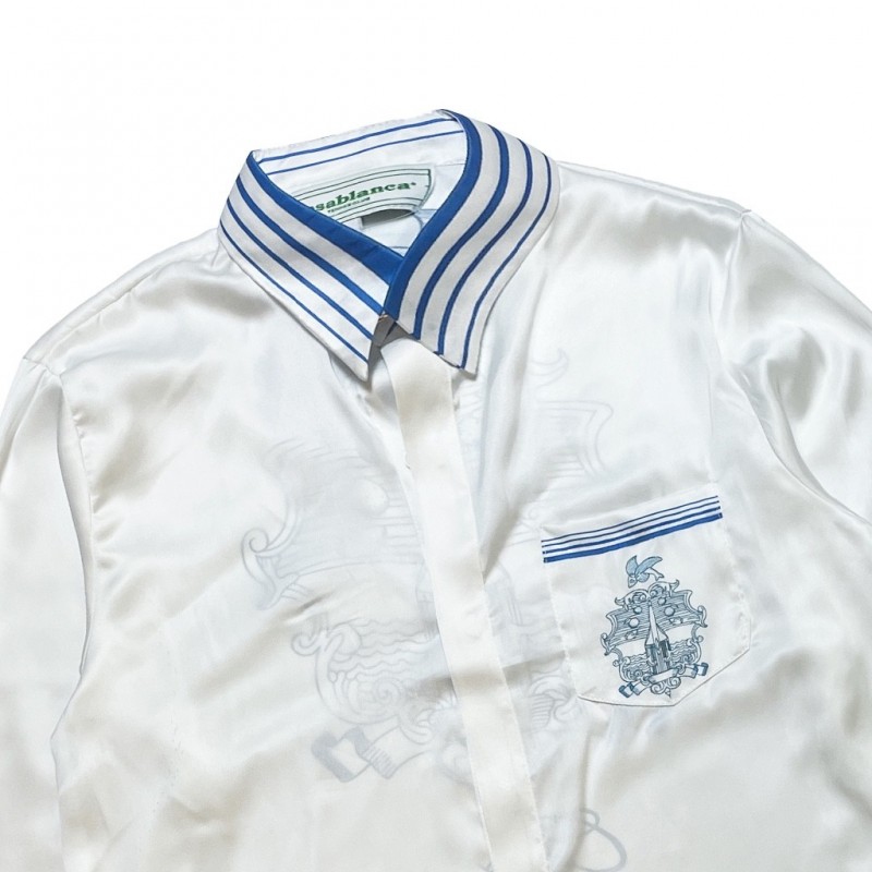 Casablanca White blue flying fish, Sicily, long sleeve shirt