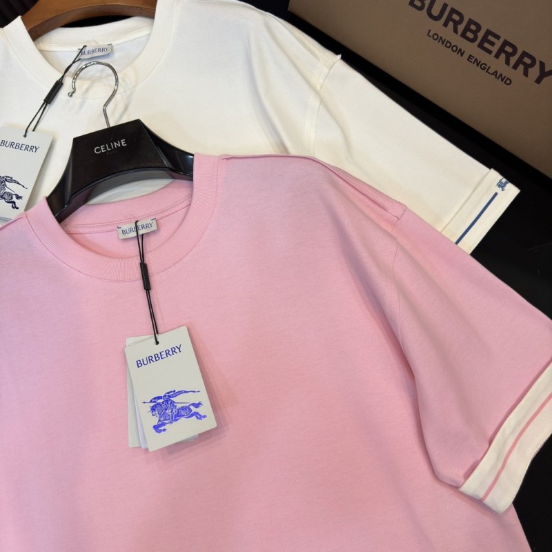 B**rry 2024ss the latest white cloth cuffs stitching small war horse printed cotton t-shirt