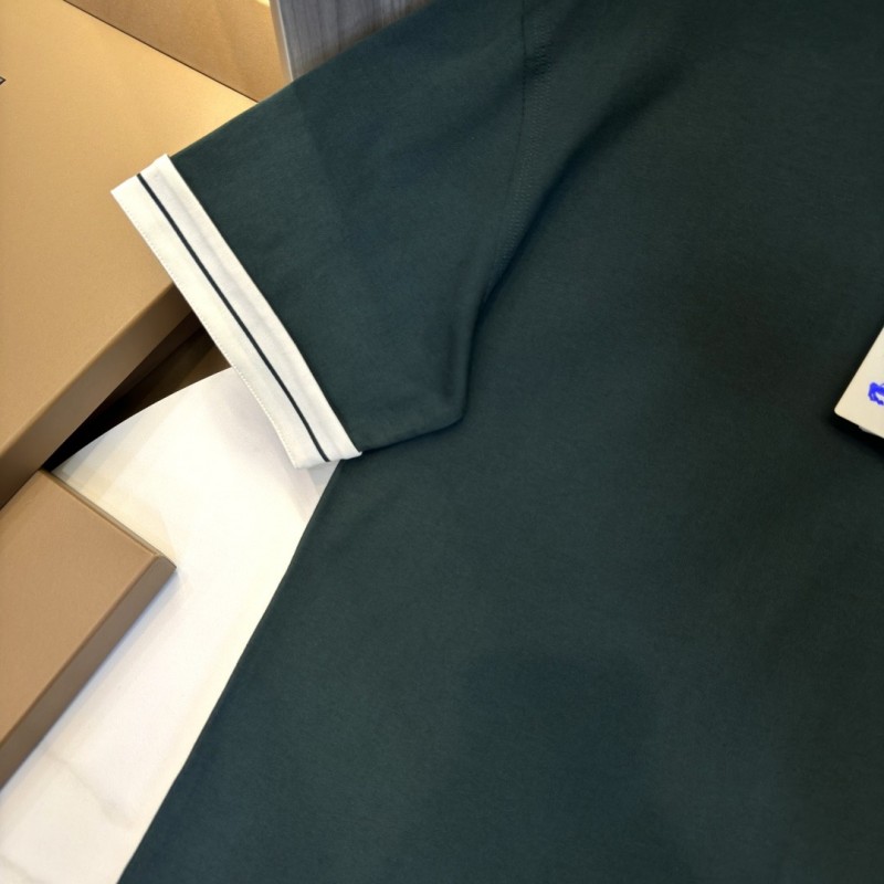 B**rry 2024ss the latest white cloth cuffs stitching small war horse printed cotton t-shirt