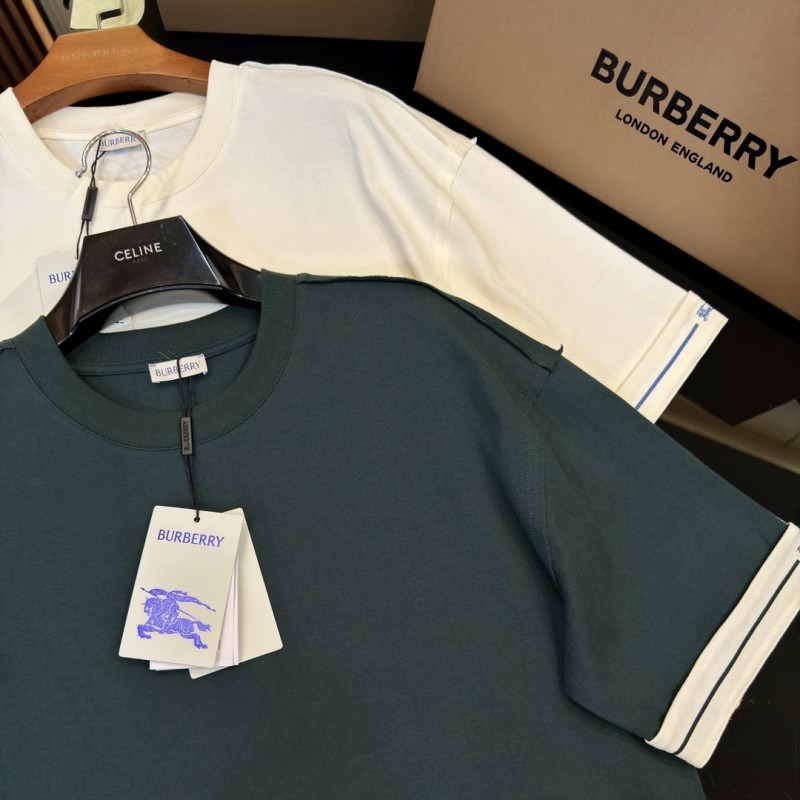 B**rry 2024ss the latest white cloth cuffs stitching small war horse printed cotton t-shirt