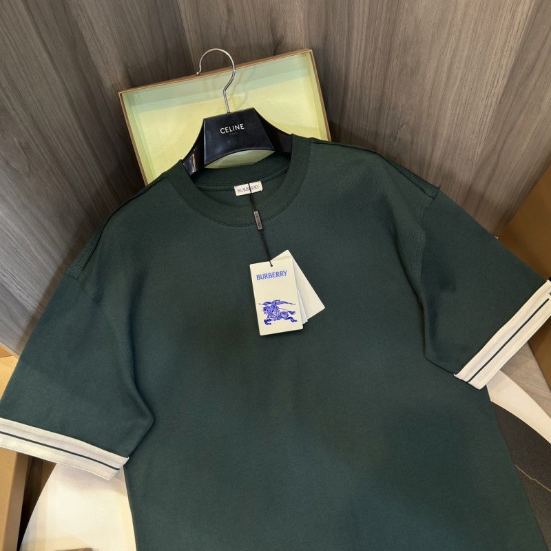 B**rry 2024ss the latest white cloth cuffs stitching small war horse printed cotton t-shirt