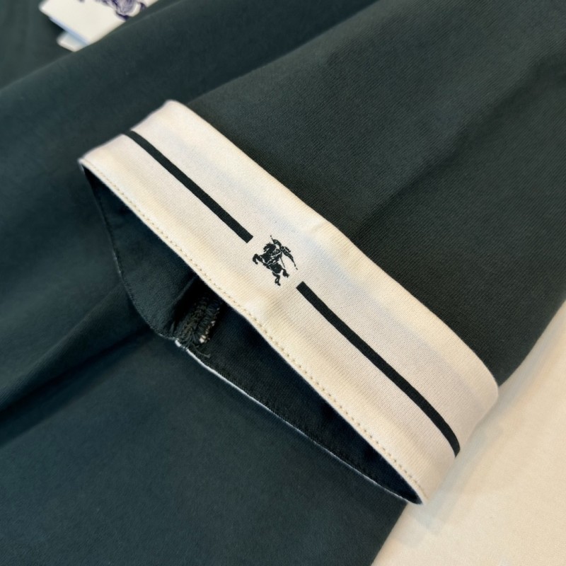 B**rry 2024ss the latest white cloth cuffs stitching small war horse printed cotton t-shirt