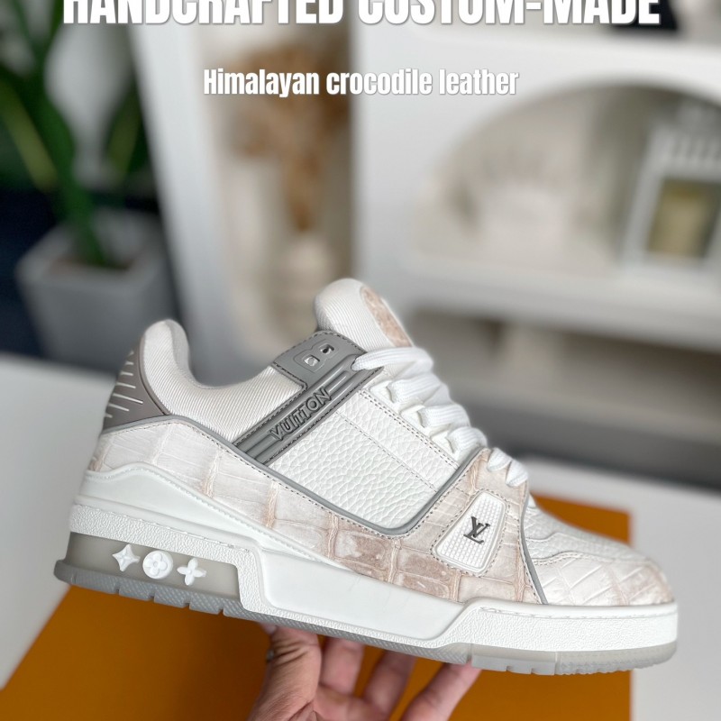 【Handmade Custom】L0*is V*t0n Himalayan Crocodile Leather Trainer Sneakers