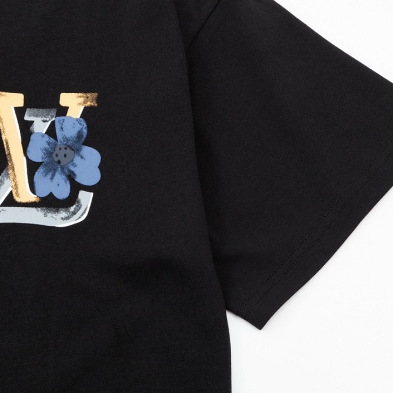 L0*is V*t0n Flowers printed with colored lettering t-shirt