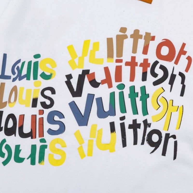 L0*is V*t0n Flowers printed with colored lettering t-shirt