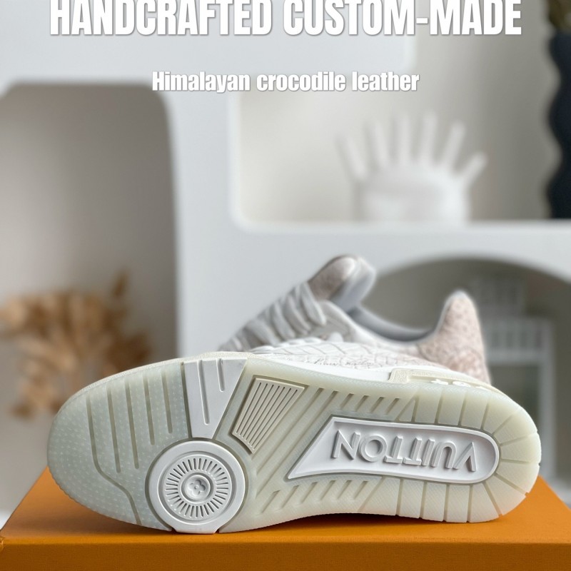 【Handmade Custom】L0*is V*t0n Himalayan Crocodile Leather Trainer Sneakers
